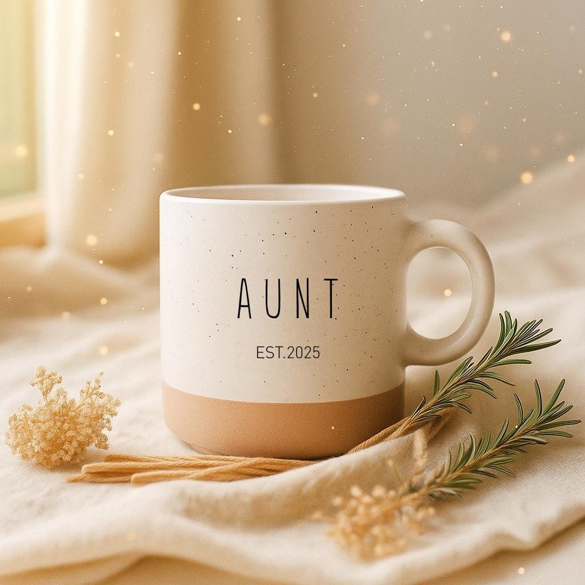 Custom Engraved Two-Tone Mug: Personalized Stoneware Coffee Cup, DAD Gift