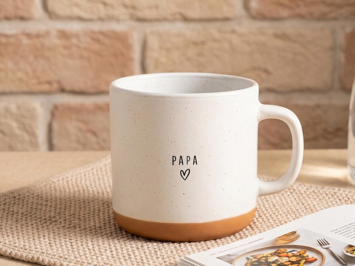 Father's Day Gift for Dad - Personalized Stoneware Mug with Deep Engraving, Birthday Gift Dad, Custom Name Coffee Mug 12 oz