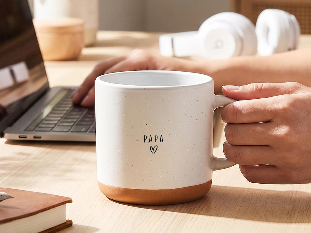 Father's Day Gift for Dad - Personalized Stoneware Mug with Deep Engraving, Birthday Gift Dad, Custom Name Coffee Mug 12 oz