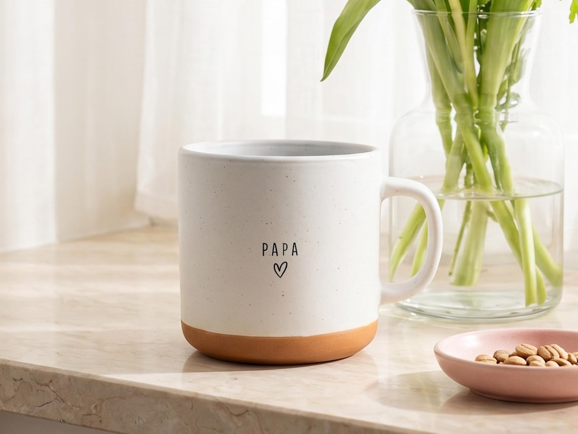 Father's Day Gift for Dad - Personalized Stoneware Mug with Deep Engraving, Birthday Gift Dad, Custom Name Coffee Mug 12 oz